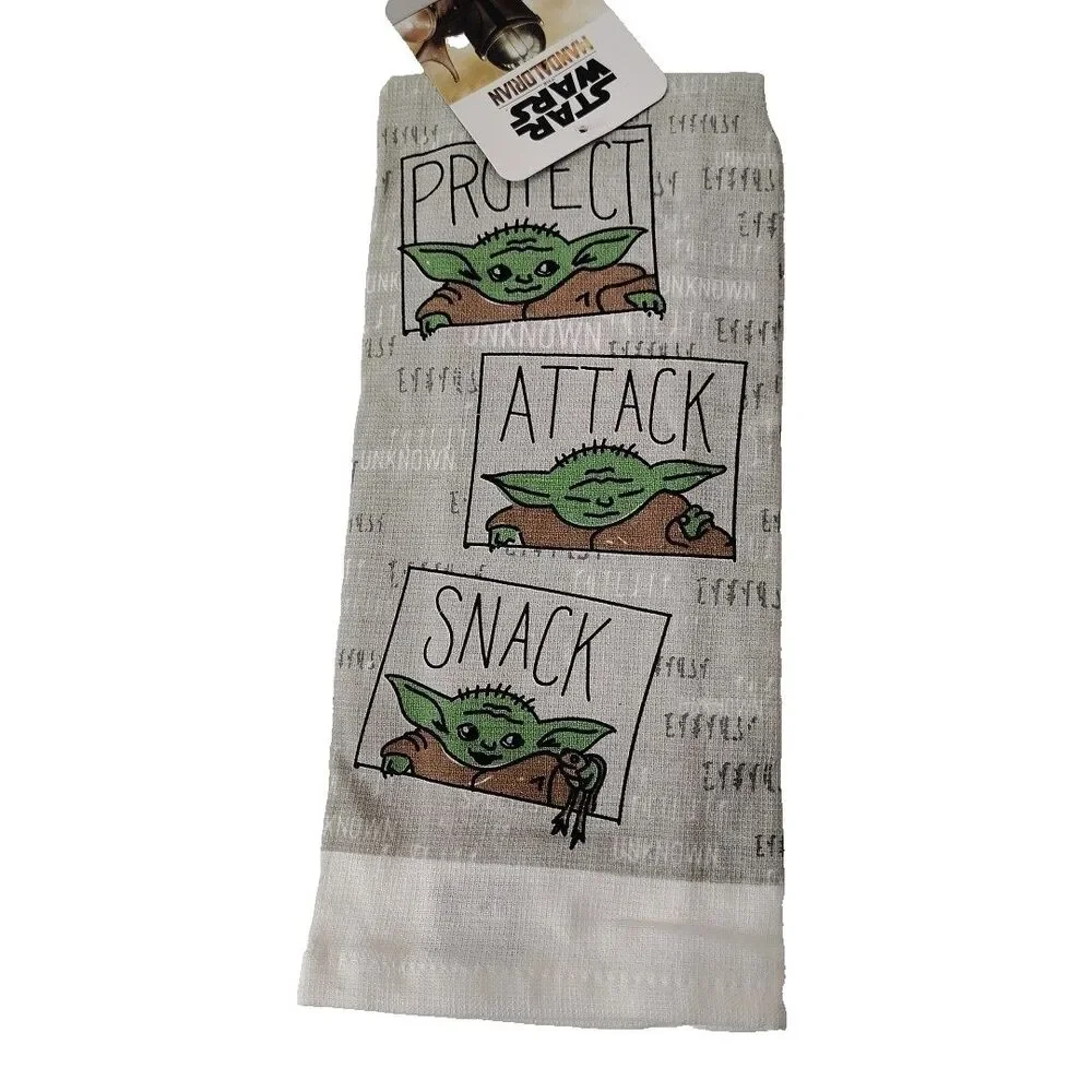 Disney Mandalorian Grogu Baby Yoda Oven Mitt Kitchen Towel Gray Green 2 Pieces